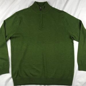 TURNBURY Mens Large 1/4 Zip Merino Wool Sweater